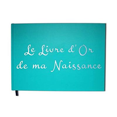 UTTSCHEID Guestbook from My Birth, A4 Landscape, Matte Cover, Chrome-Look Letters, 100 Pages, Premium Quality, Blue