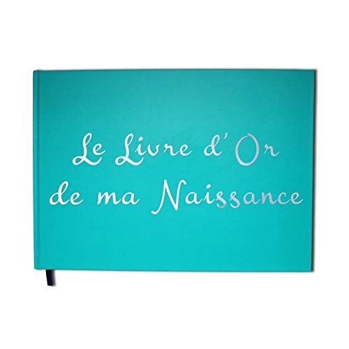 UTTSCHEID Guestbook from My Birth, A4 Landscape, Matte Cover, Chrome-Look Letters, 100 Pages, Premium Quality, Blue