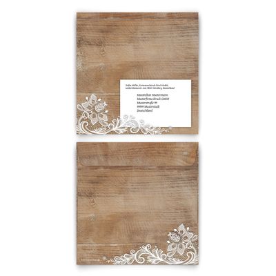 Personalized Envelopes (30 pcs.) – Rustic with White Lace – 155 x 155 mm