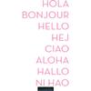 CLICKANDPRINT Hola Bonjour Hello Wall Sticker, 110 x 56 cm, Light Pink view 1