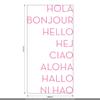 CLICKANDPRINT Hola Bonjour Hello Wall Sticker, 110 x 56 cm, Light Pink view 3