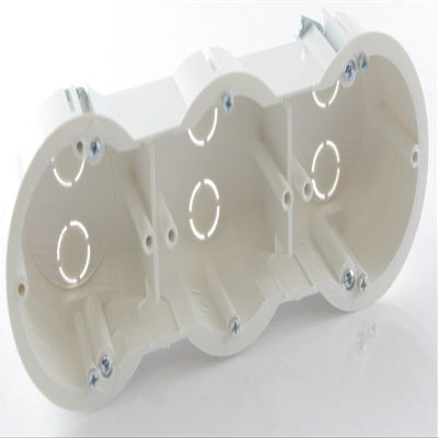 Switch Box, Drywall Cavity Box, Flush-Mount Junction Box with Plaster Cover, 3-Gang, 63/45 mm, 5-Pack