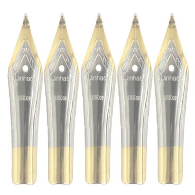 Gullor 5-Pack Fountain Pen Nibs for Jinhao 250/301/500/5099/8802/9009/5000, Gold, Bent Tip