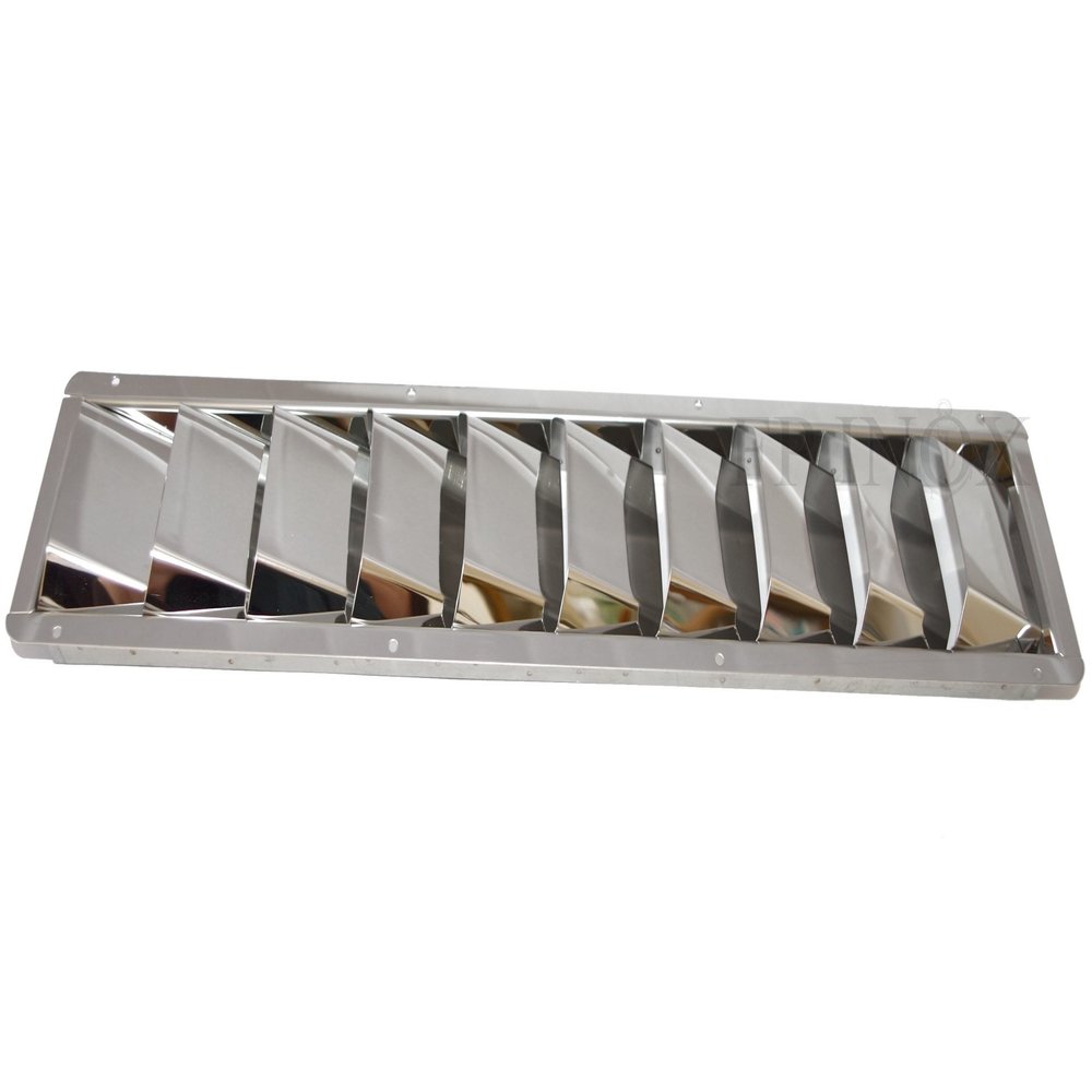 Vent grille, 10 louvers (engine), 528 mm x 112 mm, stainless steel 316/A4