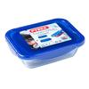 Pyrex Cook&Go Rectangular Food Storage Containers, 80/170 cl, Clear with Blue Lids, 2-Pack view 3