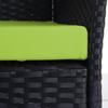 Mendler Halden Poly Rattan Garden Bench – Anthracite, Green Cushion view 3