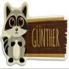 Wooden Door Sign with the Name Günther – Raccoon Design view 1