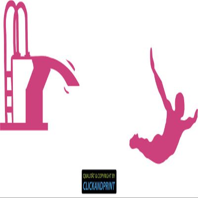 CLICKANDPRINT Diving Tower Toilet Sticker, 90 x 28.6 cm, Pink