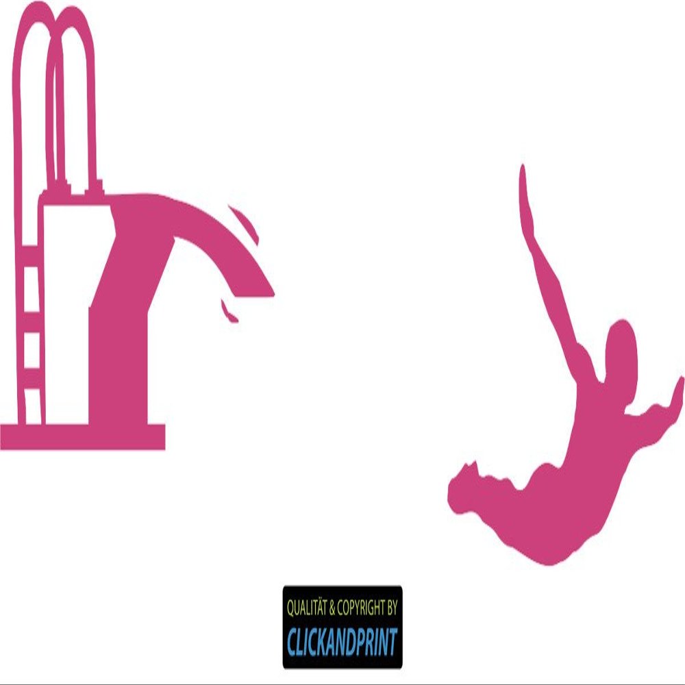 CLICKANDPRINT Diving Tower Toilet Sticker, 90 x 28.6 cm, Pink