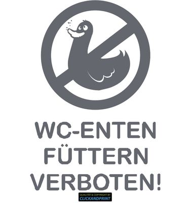 CLICKANDPRINT WC Sticker “Do Not Feed the Toilet Ducks,” 150 × 102.9 cm, Concrete Gray