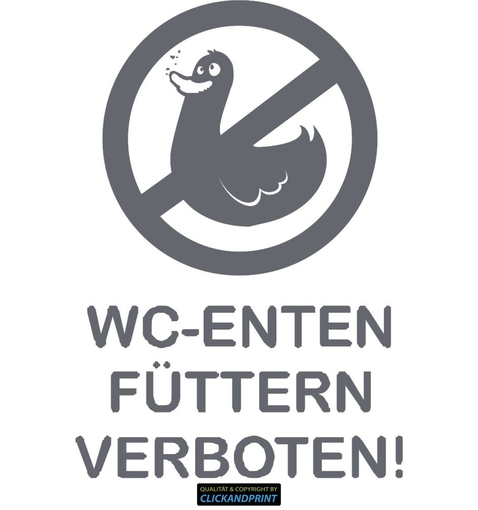 CLICKANDPRINT WC Sticker “Do Not Feed the Toilet Ducks,” 150 × 102.9 cm, Concrete Gray