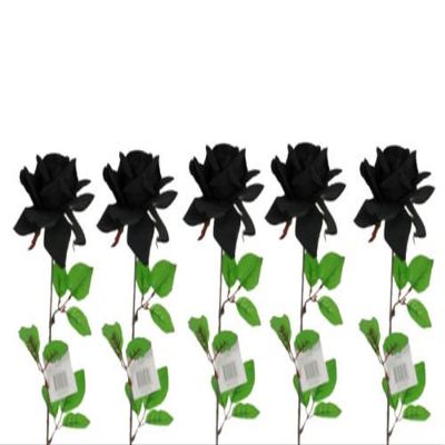 5-Piece Set of Premium Mega Artificial Roses, Dark Red Velvet, 74 cm, 16 cm Bloom