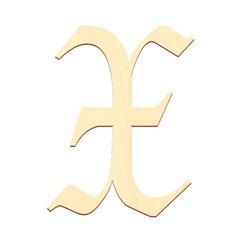 Plywood Letter – Old German/LPZ, Custom Text, Poplar 3 mm, 10 cm, Uppercase X