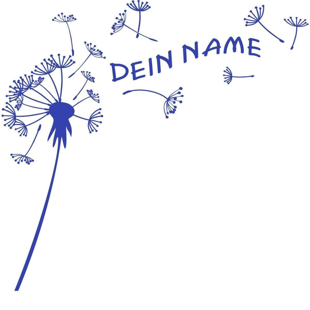 CLICKANDPRINT Dandelion Wall Sticker with Name, 30 x 29.7 cm, Brilliant Blue