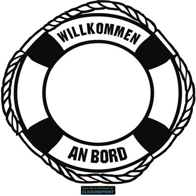 CLICKANDPRINT Lifebuoy Sticker, 90 x 89.3 cm, Black