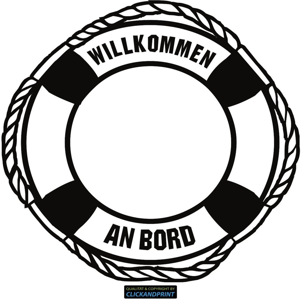 CLICKANDPRINT Lifebuoy Sticker, 90 x 89.3 cm, Black