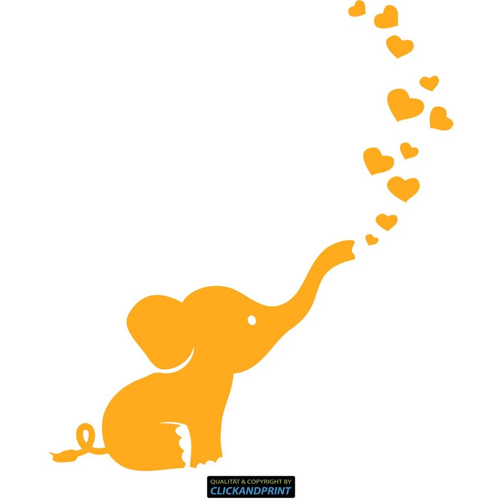 CLICKANDPRINT Baby Elephant Wall Sticker, 10 x 8.1 cm, Golden Yellow