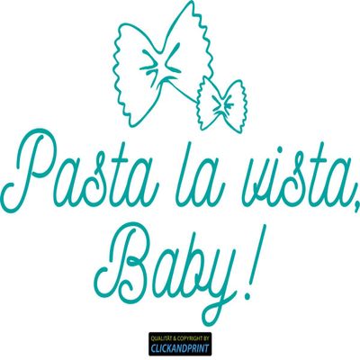 CLICKANDPRINT “Pasta la Vista, Baby!” Wall Decal, 110 x 70.6 cm, Turquoise