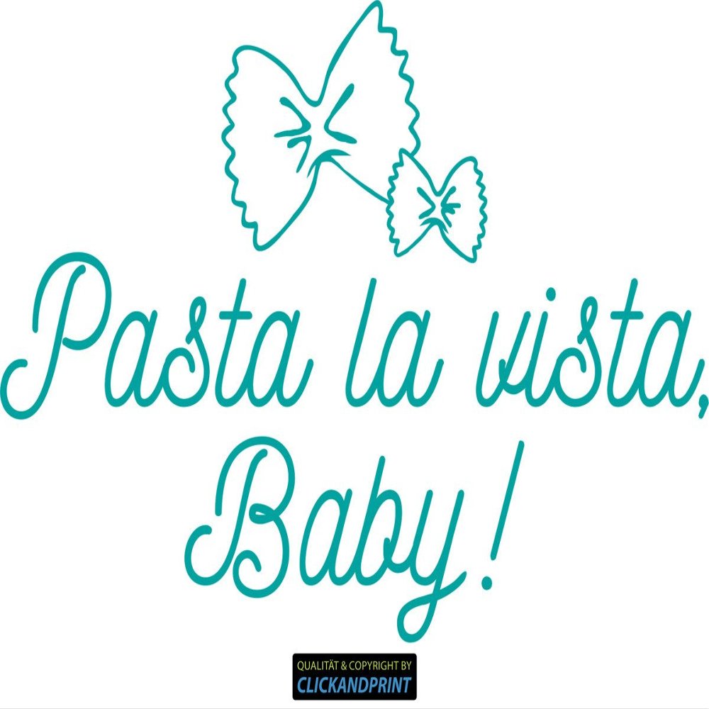 CLICKANDPRINT “Pasta la Vista, Baby!” Wall Decal, 110 x 70.6 cm, Turquoise