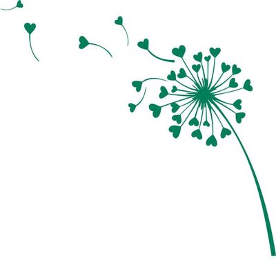 CLICKANDPRINT Dandelion Hearts Wall Decal, 40 x 33.7 cm, Green
