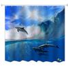 A.Monamour Blue Ocean Dolphin Surfing Waves Polyester Shower Curtain, 60 x 72 in view 1