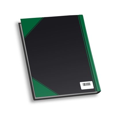 Notebook / A5 / 96 Sheets / Plain / Black with Green Corners