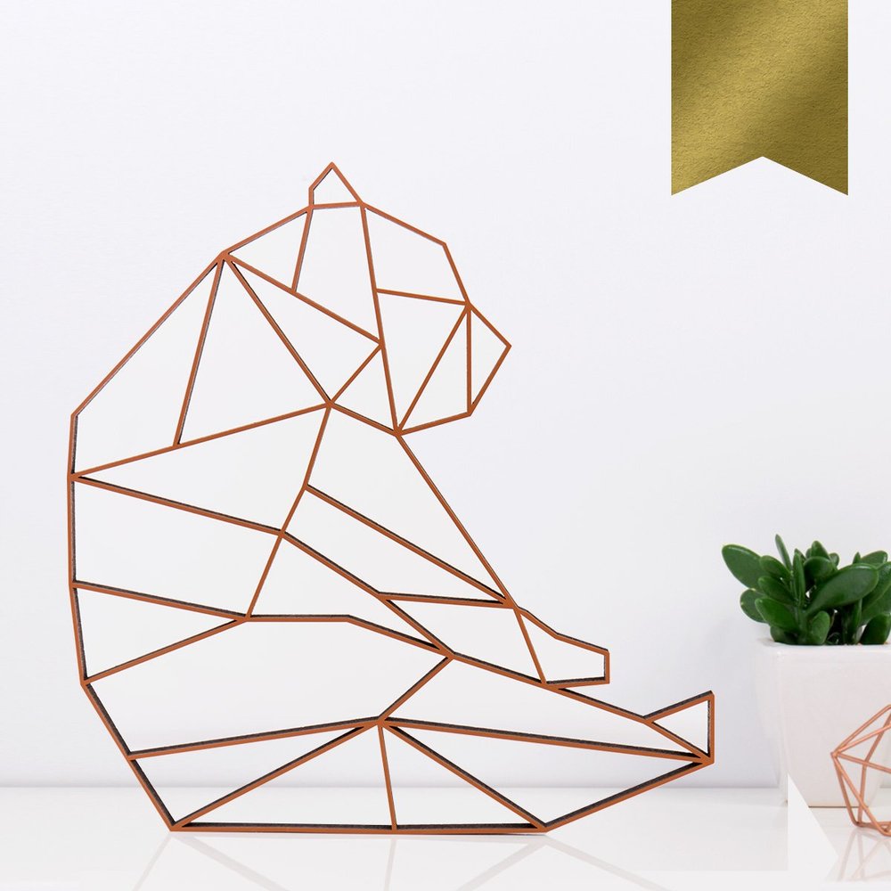 KLEINLAUT 3D Origami Bear, Design B, 28.9 x 30 cm (L), Gold