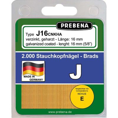 Prebena Type J30CNKHA-B Brad Nails, 1,000 pcs.