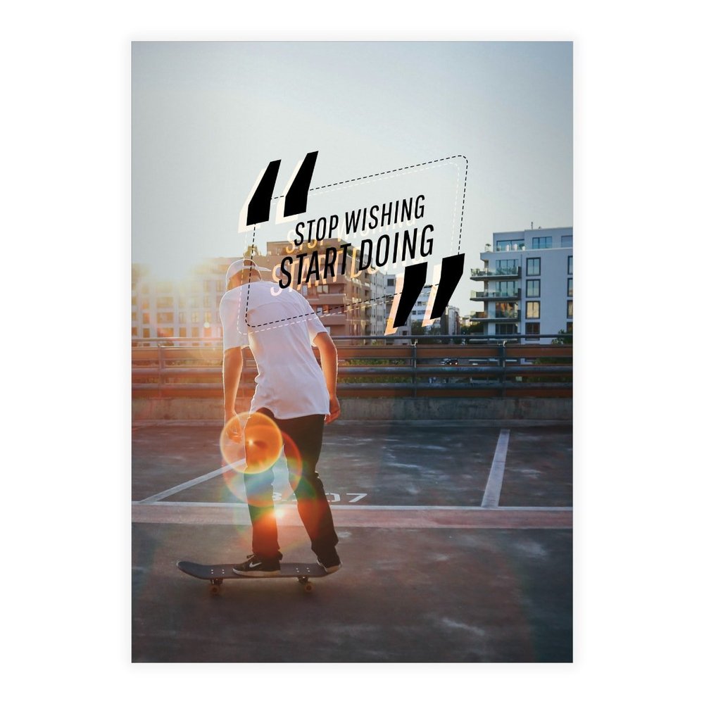 Kartenkaufrausch 1 Urban Skater DIN A4 Math Notebook, Skateboard Photo Design 1, Grid Format 29