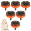 Creatwls 6PCS Vintage Ceramic Round Kitchen Cabinet Drawer Knobs, Wardrobe Pull Handles, Orange view 1
