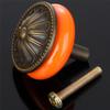 Creatwls 6PCS Vintage Ceramic Round Kitchen Cabinet Drawer Knobs, Wardrobe Pull Handles, Orange view 2