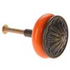 Creatwls 6PCS Vintage Ceramic Round Kitchen Cabinet Drawer Knobs, Wardrobe Pull Handles, Orange view 3