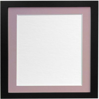 FRAMES BY POST Wooden Picture Frame, 25 mm Black Frame with Pink Mat, 50 x 40 cm, for 15 x 10 in Picture (Plastic Glass)