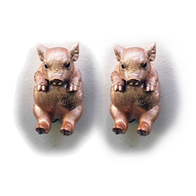 Gall&Zick Set of 2 Pink Metallic Pig Wall Hooks