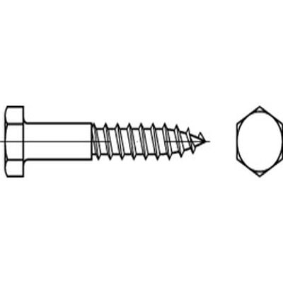 DIN 571 Steel Hex-Head Wood Screws, 8 x 150 mm, Galvanized Zinc-Plated, 50-Pack