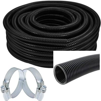 SPARES2GO Pond Hose, Corrugated Flexible Filter Tube + 2 Clamps (20 mm, 5 m)