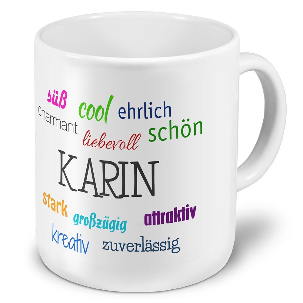 printplanet XXL Giant Mug with Name Karin – Positive Traits