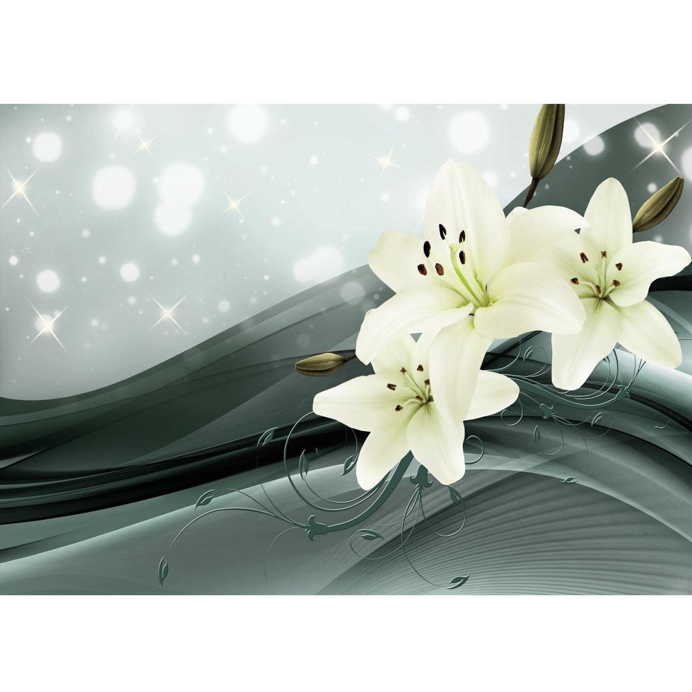 Runa Art Photo Wallpaper Flowers Lilies Abstract Modern Non-Woven Living Room Bedroom Made in Germany 308 x 220 cm Green 9134010b