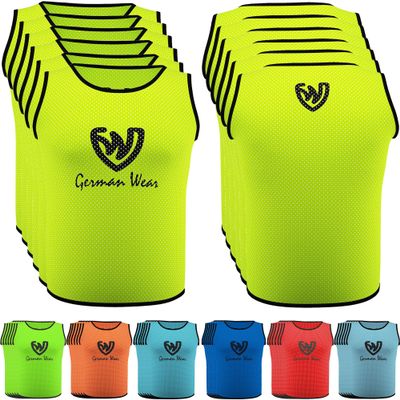 German Wear Training Bibs (6-Pack) – Soccer Training Vests, Multicolor, Yellow, S