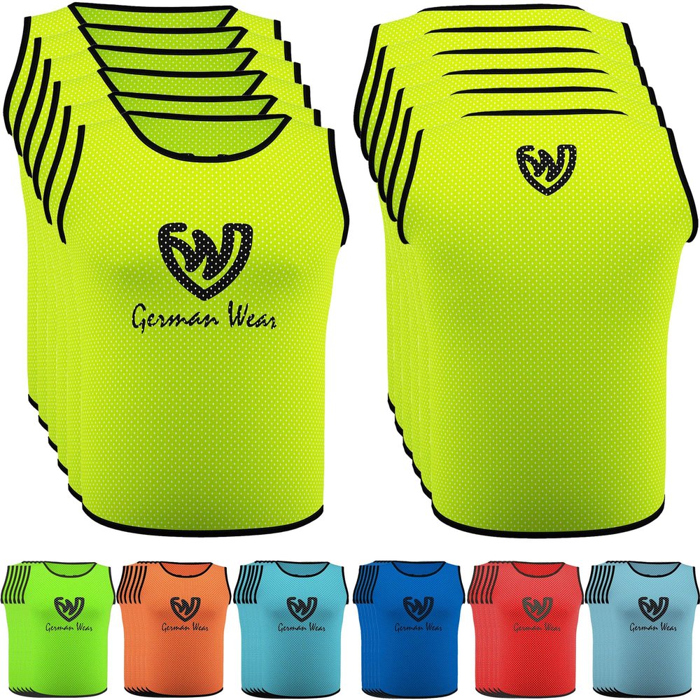 German Wear Training Bibs (6-Pack) – Soccer Training Vests, Multicolor, Yellow, S
