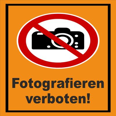 Melis-Folienwerkstatt No Photography Sign P029 – 60 × 40 cm, 3 mm Aluminum Composite, Pre-Drilled Holes, Multiple Sizes/Materials