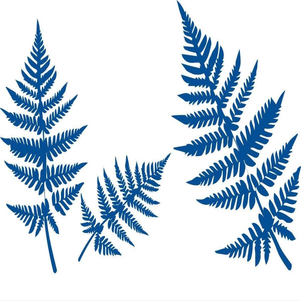 CLICKANDPRINT Ferns Wall Decal, 70 x 45.5 cm, Traffic Blue