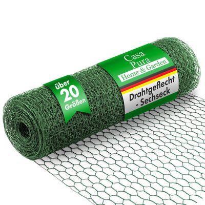 casa pura Hexagonal Wire Mesh Fence for Gardens, Balconies & Small Animals | 13 mm Mesh | Green-Coated | 100 cm x 10 m