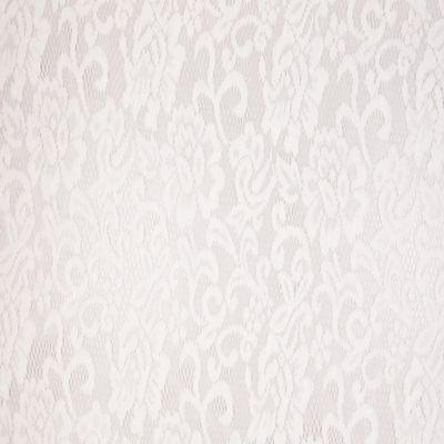 White Floral Flocked Lace Fabric, Stretch and Tulle Lace