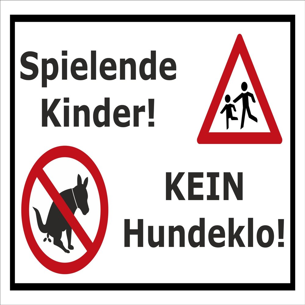 Melis-Folienwerkstatt Sign – Children at Play, No Dog Toilet – 45 x 30 cm, 3 mm Aluminum Composite, 20 VAR S00187-011-A