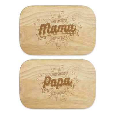 KIXY Hardwood Breakfast Boards, Best Mom and Dad Set