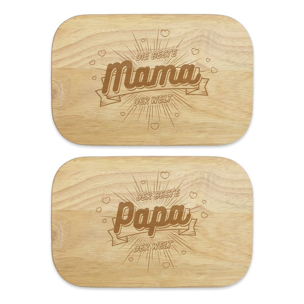KIXY Hardwood Breakfast Boards, Best Mom and Dad Set