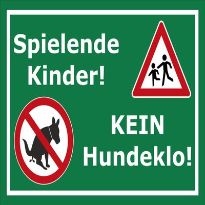 Melis-Folienwerkstatt Sign: Children at Play—No Dog Waste, 15 × 10 cm, 3 mm Rigid Foam, 4 Drill Holes