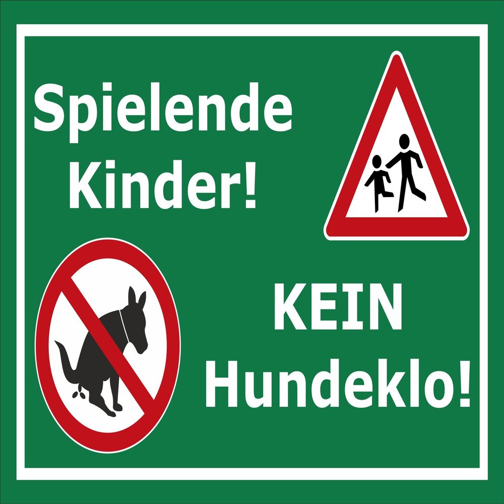 Melis-Folienwerkstatt Sign: Children at Play—No Dog Waste, 15 × 10 cm, 3 mm Rigid Foam, 4 Drill Holes