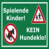 Melis-Folienwerkstatt Sign: Children at Play—No Dog Waste, 15 × 10 cm, 3 mm Rigid Foam, 4 Drill Holes view 1